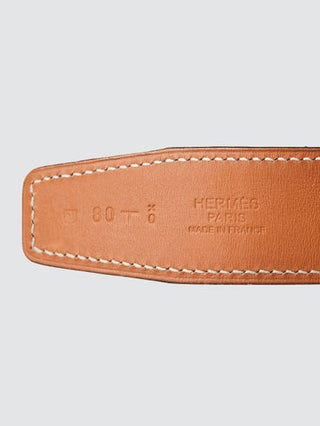Hermès 32mm Gold Orange Leather Gold Plated Idem Belt Size 80