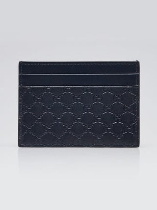 Gucci Dark Blue Micro Guccissima Leather Card Holder