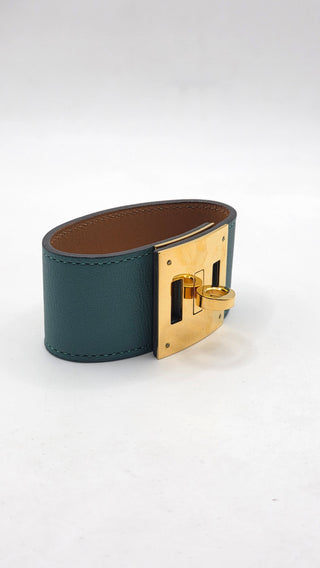 Hermès Green Leather Kelly Dog Wrap Bracelet