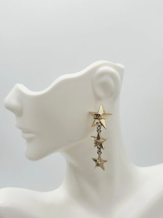 Chanel Gold-tone Interlocking CC Star Drop Earrings