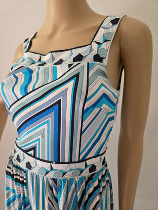 Emilio Pucci Blue Multicolor Printed Mini Summer Dress M sz