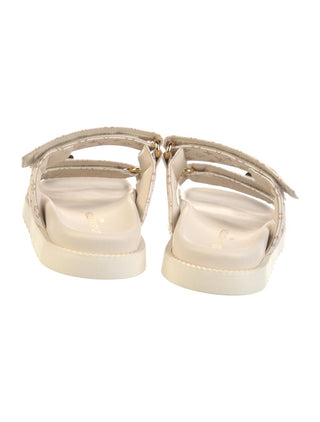 Louis Vuitton Beige Gold Signature LV Logo Sandals 38.5 sz