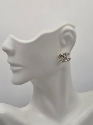 Chanel Gold-tone Interlocking Strass CC Stud Earrings