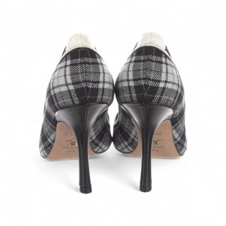 Christian Dior Black Plaid J'Adior Print  Embroidered Pumps 36.5 sz