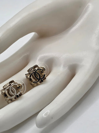 Chanel Gold-tone 2022 Resin Interlocking CC Stud Earrings