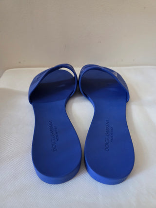 Dolce & Gabbana Blue rubber DG logo sandals 40 sz