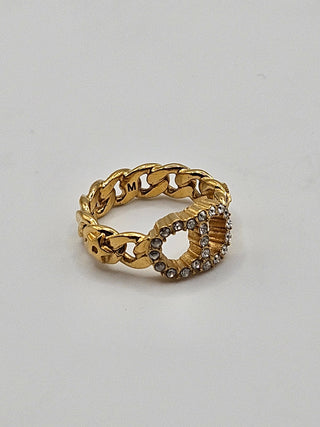 Christian Dior Gold-tone Crystal Clair D Lune Band Ring Size: 6