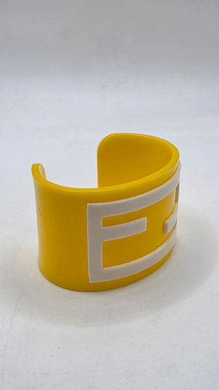 Fendi Yellow White Resin FF Logo Cuff Bracelet