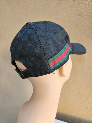 Gucci Black GG Monogram baseball cap XL sz