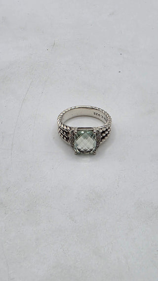 David Yurman Sterling Silver Prasiolite Diamond Petite Wheaton Cocktail Ring 6.75 sz
