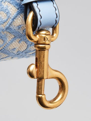 Christian Dior Light Blue/Beige Embroidered Canvas Shoulder Strap