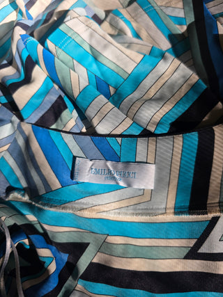Emilio Pucci Blue Multicolor Printed Mini Summer Dress M sz