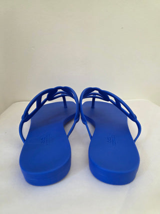 Hermès Blue Egerie Chaîne d'Ancre Insignia Slides 39 sz