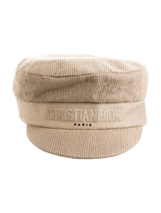 Christian Dior Beige Logo Printed Newsboy Hat 57 sz