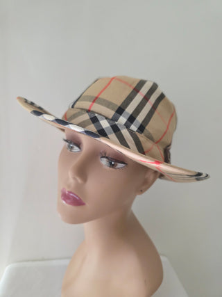 Burberry Brown Multicolor Nova Check Plaid bucket hat S sz