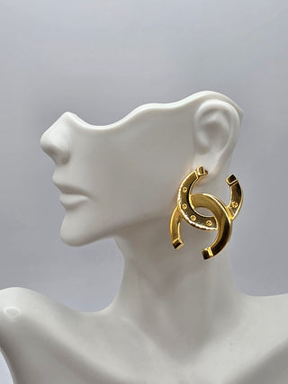 Chanel Gold-tone 2026 Oversize Interlocking CC stud earrings