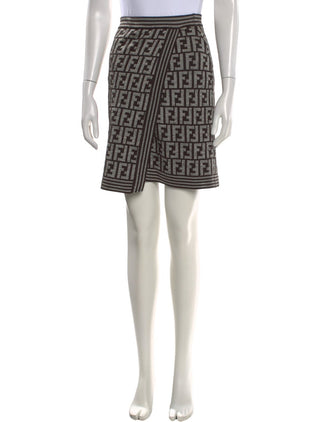 Fendi Grey Black FF Graphic Print Mini Skirt XS sz
