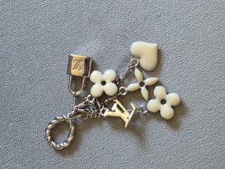Louis Vuitton Silver-tone Sweet Monogram Enamel LV Logo Charms Pendant