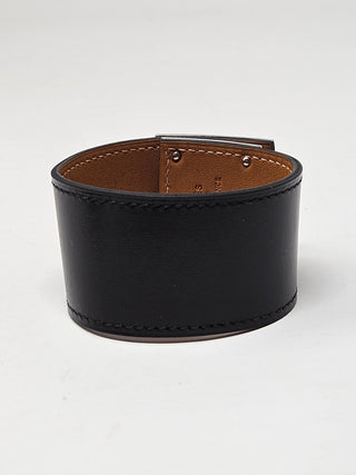 HERMÈS Black Leather Kelly Dog Wrap Bracelet