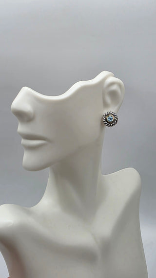 David Yurman Sterling Silver Topaz Cookie Stud Earrings
