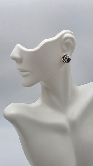 David Yurman Sterling Silver Topaz Cookie Stud Earrings