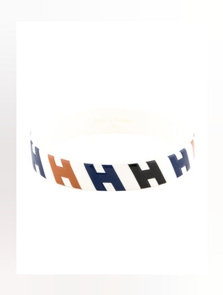 Hermès White Lacquer H en Blais Monogram Bangle M sz