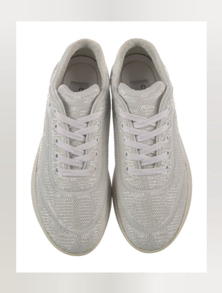 Chanel White Interlocking CC Logo Sequins Sneakers 39.5 sz