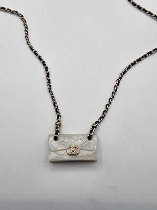 Chanel Gold-tone 2023 Leather Resin CC Purse Pendant Necklace