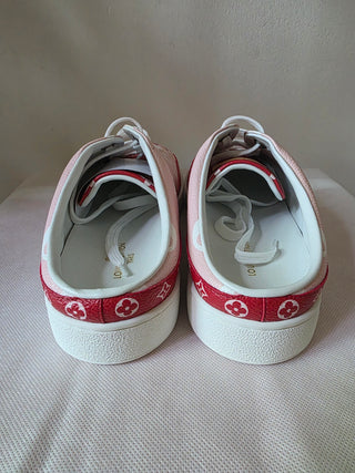 Louis Vuitton Pink Red LV Monogram Sneakers 41 sz