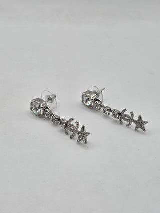Chanel 2020 Strass Interlocking CC Star Drop Earrings