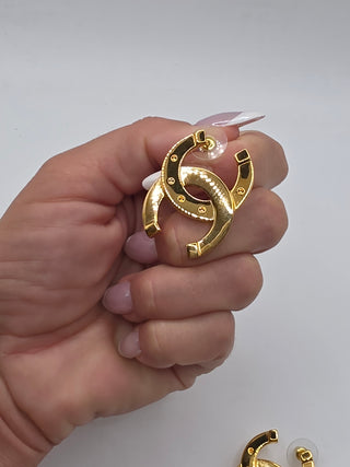 Chanel Gold-tone 2026 Oversize Interlocking CC stud earrings