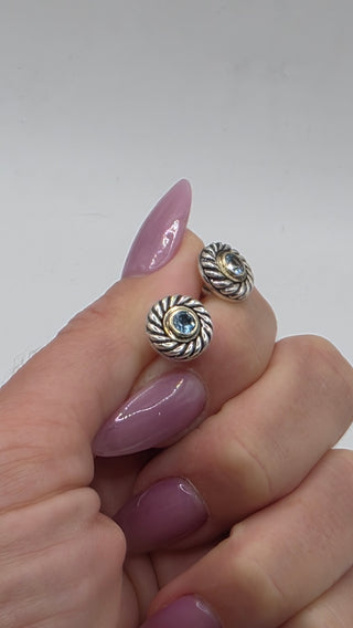 David Yurman Sterling Silver Topaz Cookie Stud Earrings