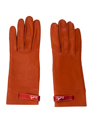 Hermès lambskin leather logo printed gloves 8 sz