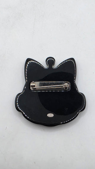 Chanel Faux Pearl Resin Interlocking CC Robot Cat Brooch