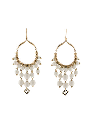 Fendi Gold-tone Beaded FF Charm Drop Earrings