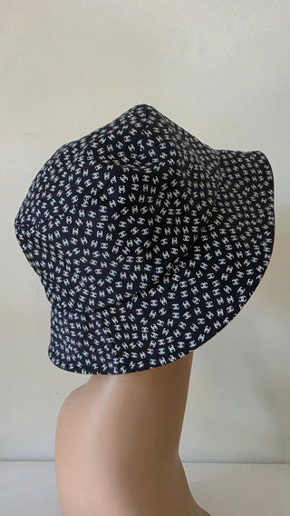 Chanel Black white Interlocking CC Nylon Bucket Hat S sz