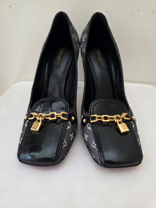 Louis Vuitton Blue Canvas LV Monogram Printed Pumps 39 sz
