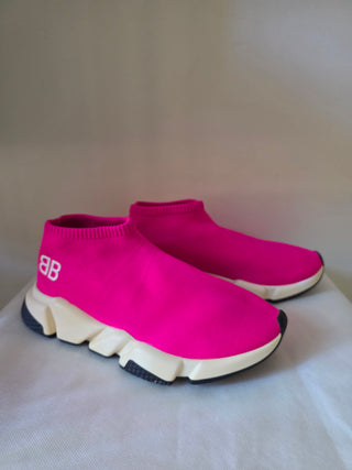 Balenciaga Hot pink Logo Printed sock sneakers 39 sz