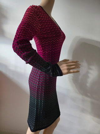 Missoni Red Multicolor long-sleeved striped dress 38 sz