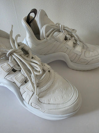 Louis Vuitton White Leather Monogram Canvas Archlight Sneaker 39 sz
