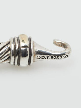 David Yurman 3 mm 18 k Gold Sterling Silver Buckle Classic Cable Bracelet