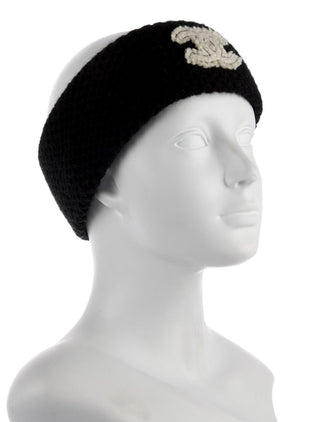 Chanel Black Interlocking CC Cashmere Headband One size
