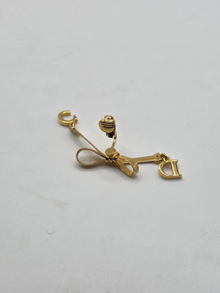 Christian Dior Gold-tone CD Logo Bow Clip-On Earrings