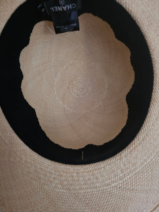 Chanel Beige Interlocking CC Denim Straw Hat S sz