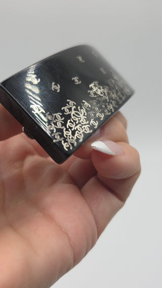 Chanel Black Silver-tone Interlocking CC Charm hair clip