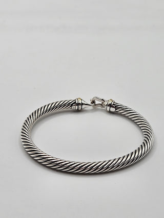 David Yurman Sterling Silver Two-Tone Buckle Classic Cable Bracelet