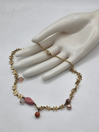 Chanel Gold-tone Faux Pearl Resin Bead Interlocking CC Collar Necklace