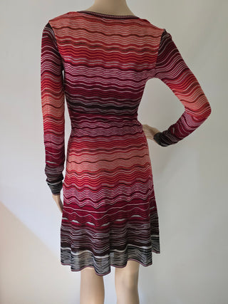Missoni Red Multicolor Striped Knee-Length Dress XS sz
