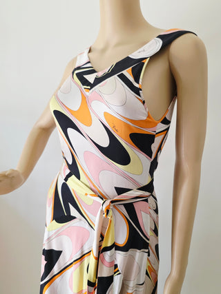 Emilio Pucci Multicolor Printed Midi Length Dress US 8