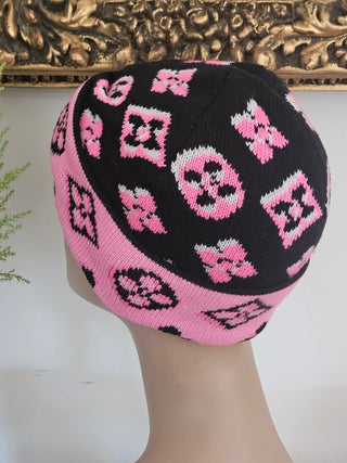 Louis Vuitton Pink Black Wool 3D Monogram Beanie NWT